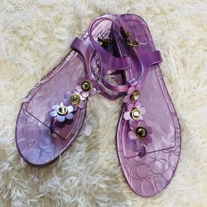 Coach Paisley Spring Summer Jelly Sandals with Gold Accents Size 10B